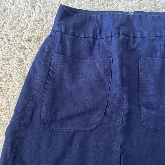 Loft Navy Blue Linen Pocket Front Skirt Size 4 - Picture 3 of 7